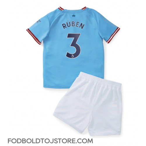 Manchester City Ruben Dias #3 Hjemmebanesæt Børn 2022-23 Kortærmet (+ Korte bukser)
